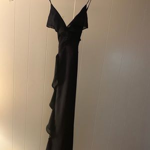 Navy blue prom dress.